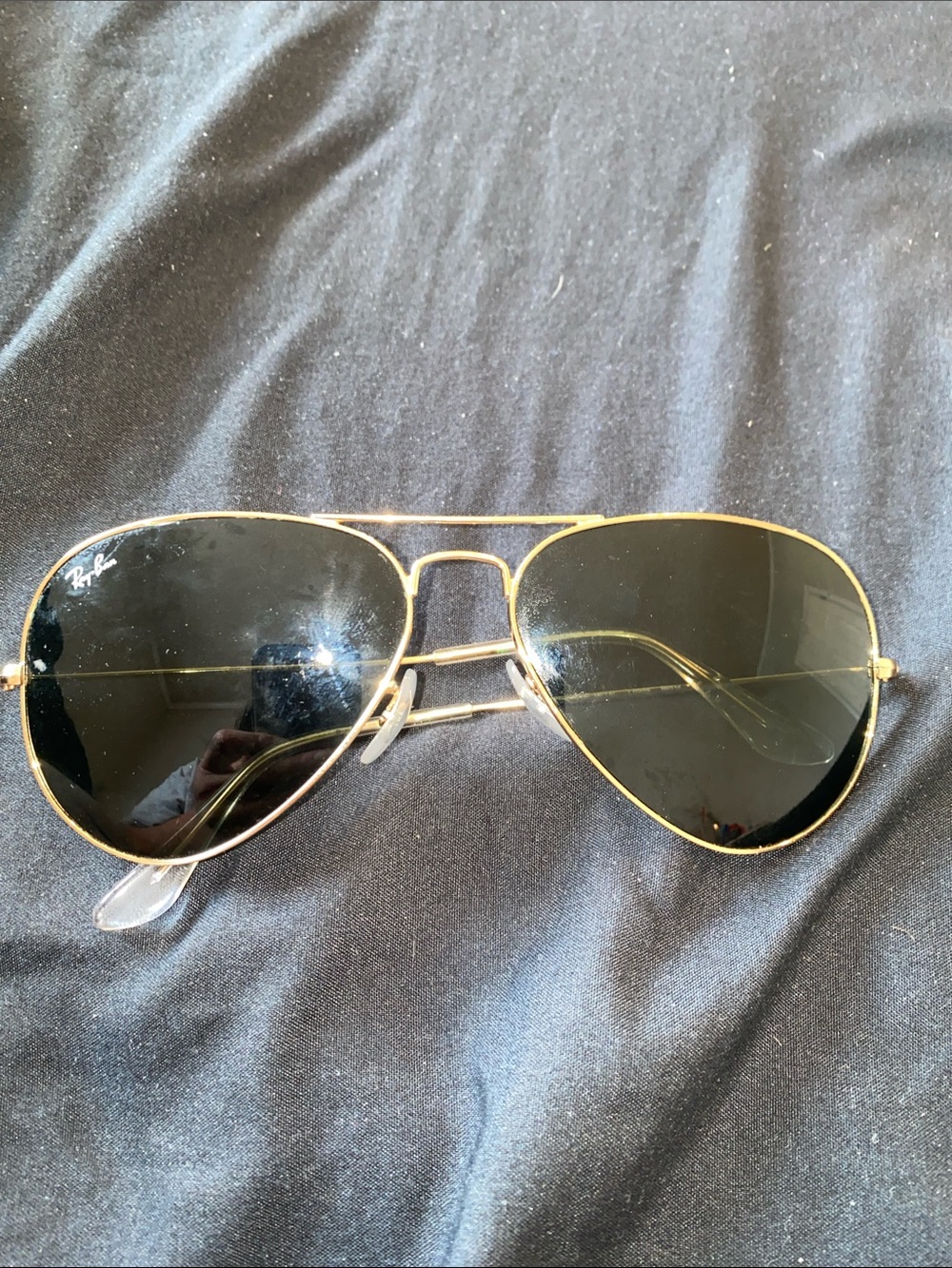 Ray-Ban Gold Frame Aviator Sunglasses with Black Lenses